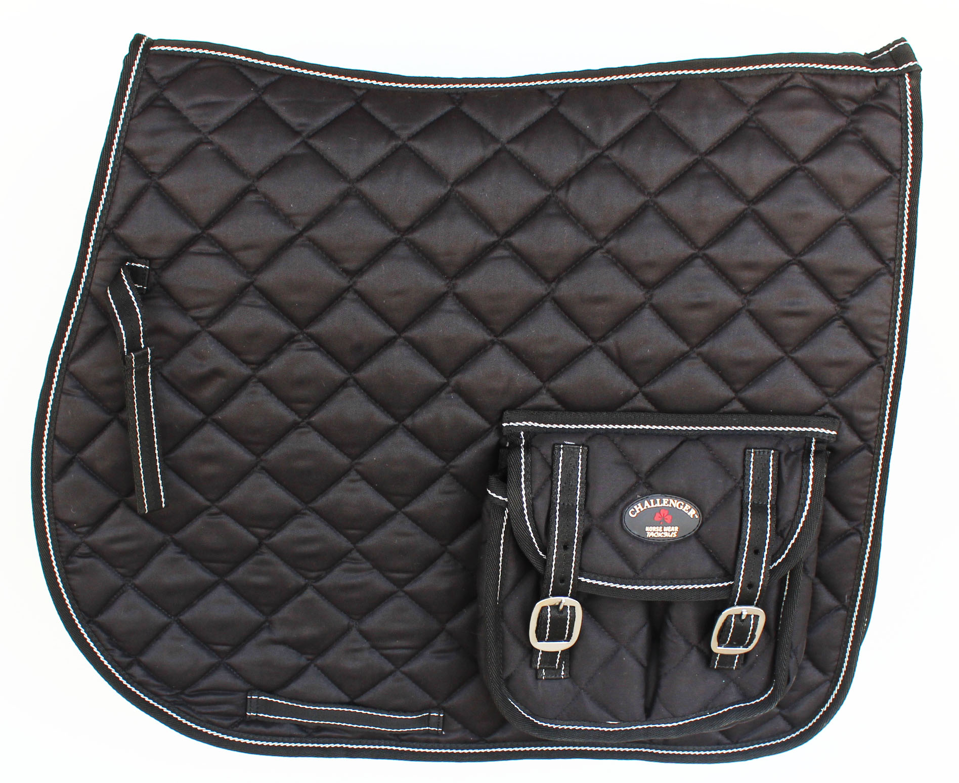 Horse Quilted English AllPurpose Trail Saddle Pad Black w/ Pockets