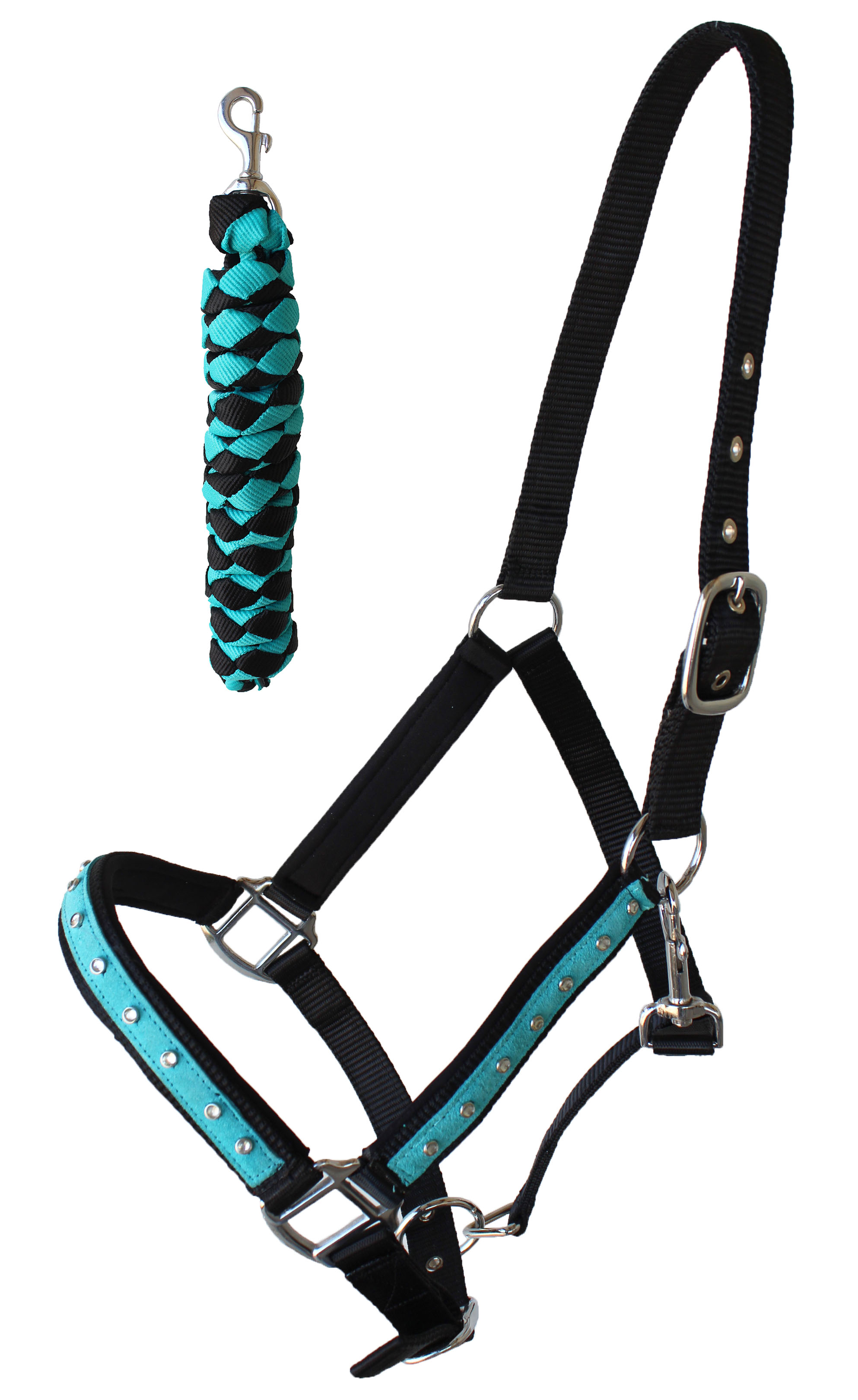 2X Cowboy Brand Cob/Arabian Sized Blue Multicolor Padded and Lined Nylon Halter