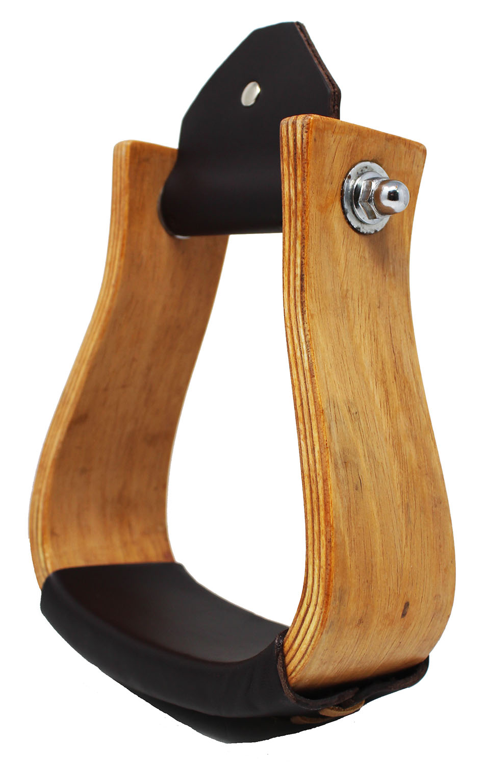 Western Horse 51/2" Wide Wooden Saddle Stirrups w/ Leather Tread
