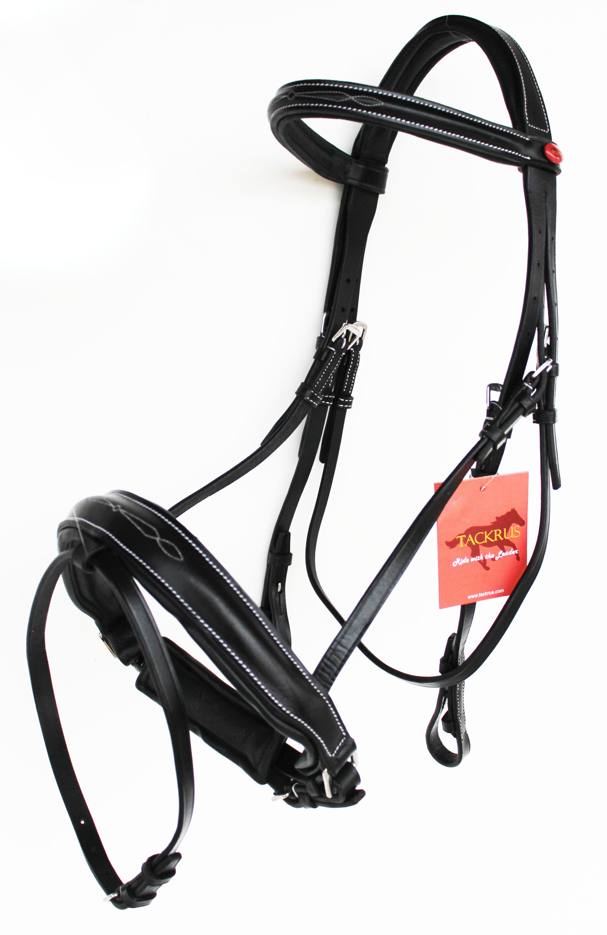 Horse English At the price of surprise Padded Leather Raised Adjustable Flash Rein Bridle It is very popular