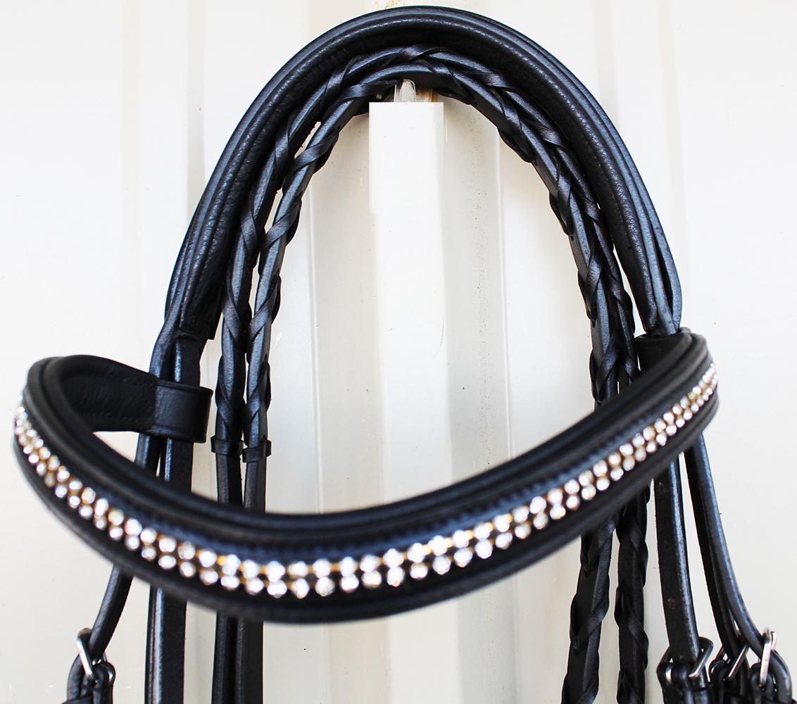 Horse English Padded Leather Show Bridle Crystal Bling 803MT07C | eBay