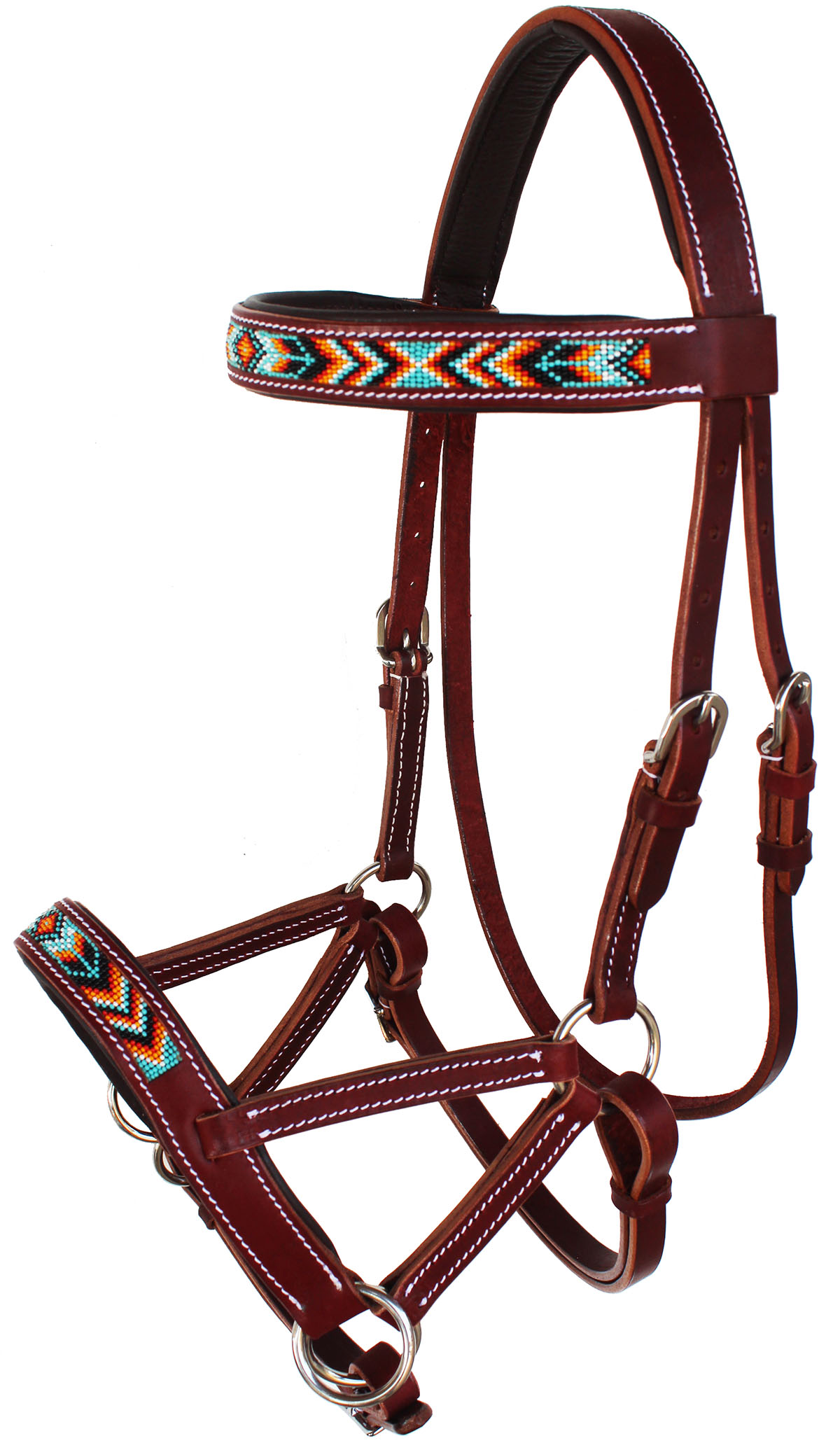 Horse Western Leather Beaded Bitless Sidepull Bridle Reins 77RS22MG-F | eBay