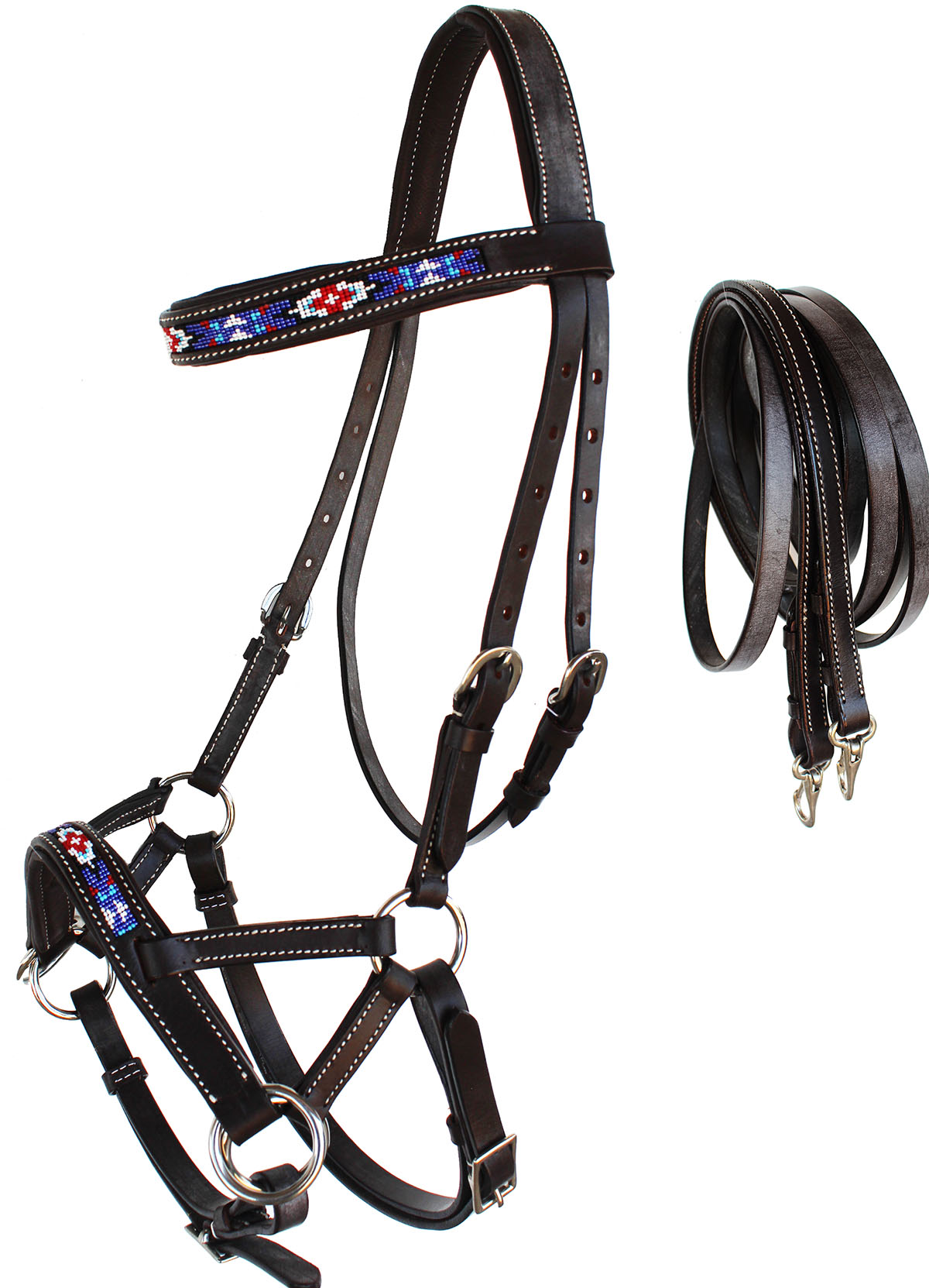 Horse Western Leather Bitless Sidepull 77RT2 Reins Beaded New products, world's highest quality popular! Max 54% OFF Bridle